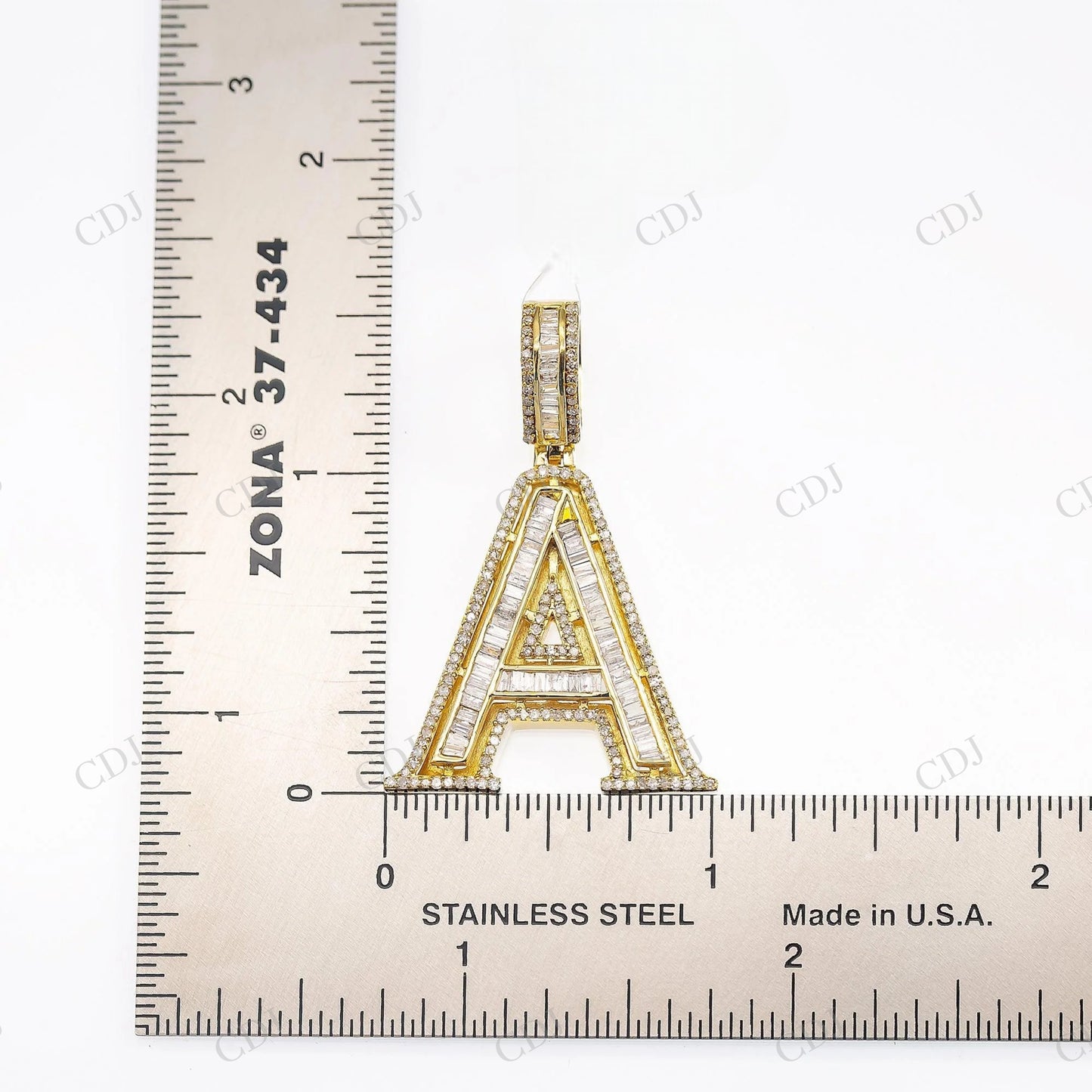 925 Silver Baguette & Round Moissanite "A" Pendant Hip Hop Pendent customdiamjewel