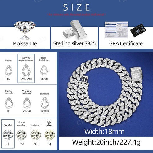 Hip Hop 14K Yellow Gold Moissanite Cuban Chain For Unisex hip hop jewelry CustomDiamJewel