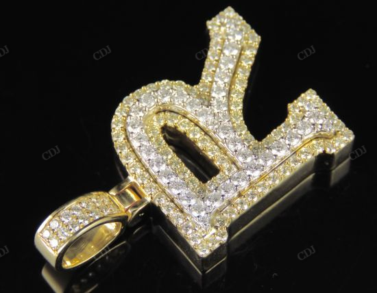 1.5" 1.9 CTW Natural Diamond Solid Gold Custom Initial 'R' Letter Pendant CustomDiamJewel