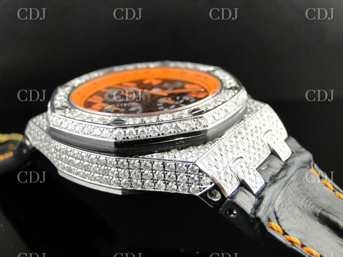 AP Chrono Black Strap Moissanite Watch customdiamjewel
