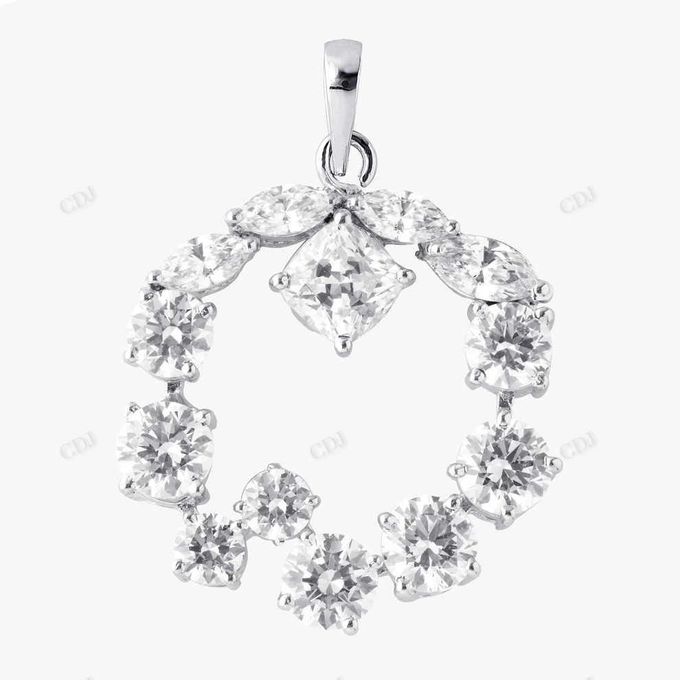 925 Silver Moissanite Marquish and Round Ring Pendant hip hop jewelry CustomDiamJewel