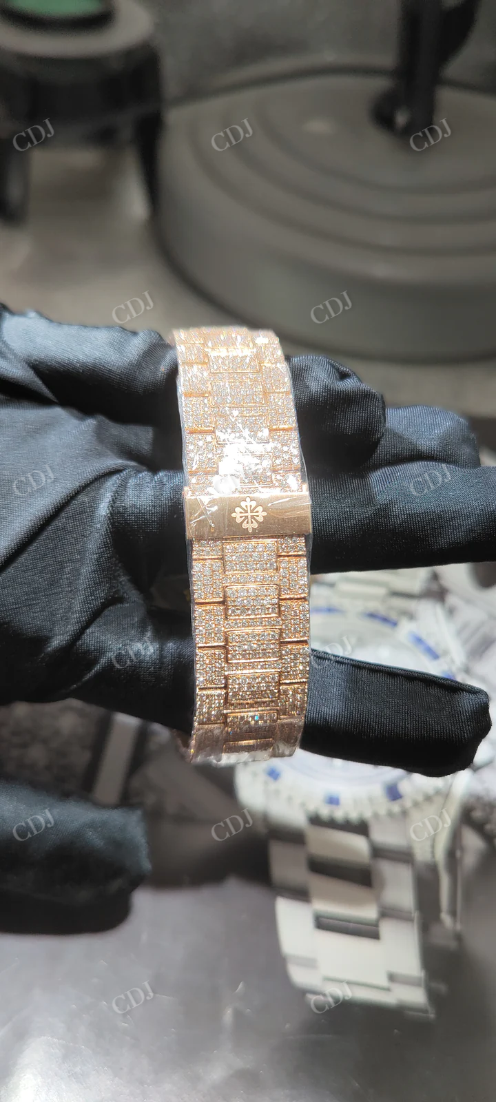 Moissanite Studded Patek Philippe Watch customdiamjewel