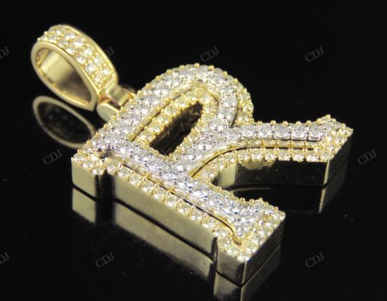 1.5" 1.9 CTW Natural Diamond Solid Gold Custom Initial 'R' Letter Pendant CustomDiamJewel