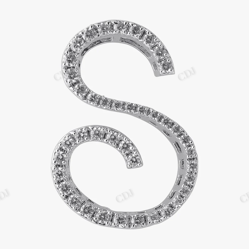 Initial S Letter Sterling Silver Moissanite Pendant hip hop jewelry CustomDiamJewel