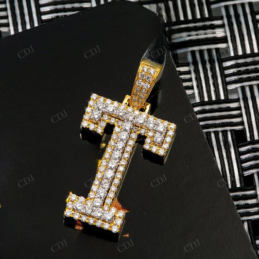 Custom Made T Initial 925 Silver Moissanite Pendant Hip Hop Pendent customdiamjewel