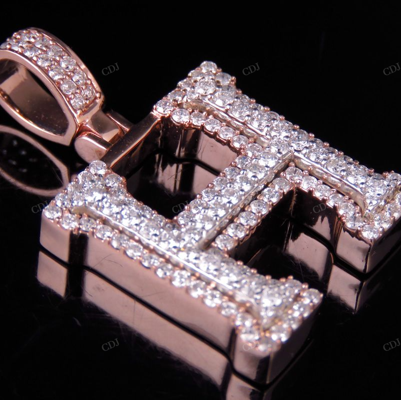 1.5" 1.6 CTW 10K Gold Natural Diamond H Letter Pendant hip hop jewelry CustomDiamJewel