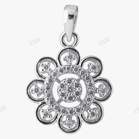 Sterling Silver Moissanite Elegant Flower Shape Pendant hip hop jewelry CustomDiamJewel