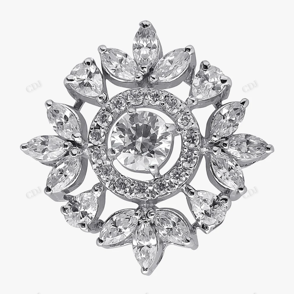 Elegant Flower Shape Moissanite Pendant hip hop jewelry CustomDiamJewel