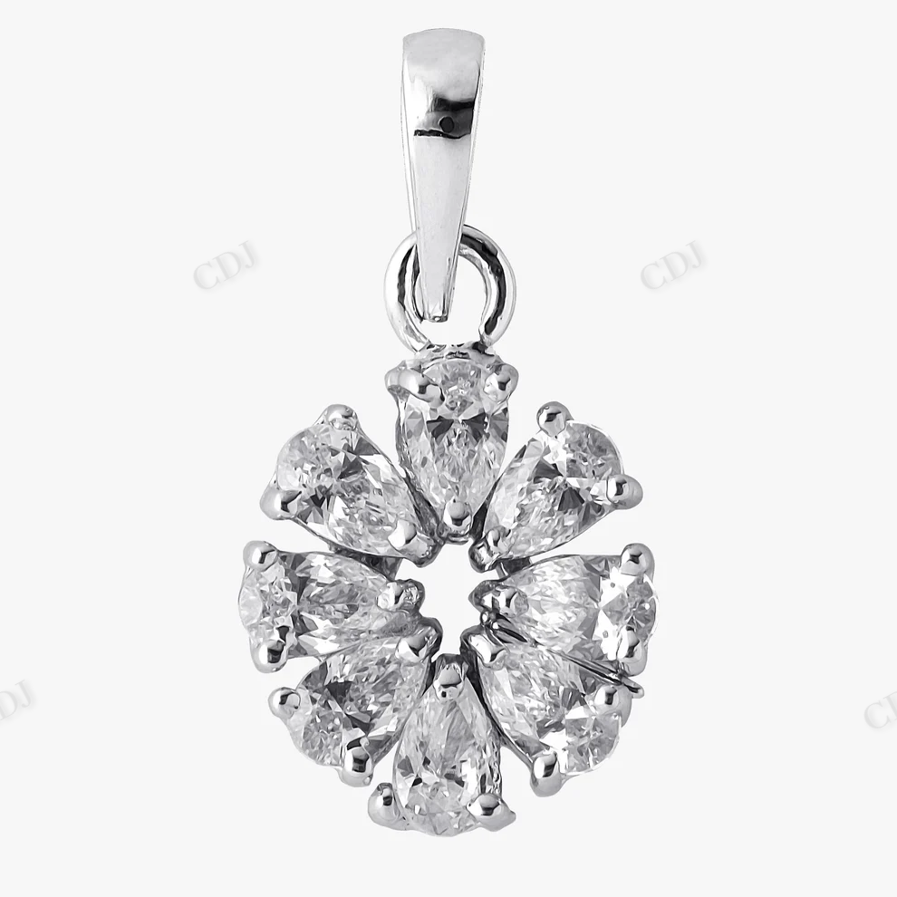 Sterling Silver Pear Cut Flower Shap Moissanite Pendant hip hop jewelry CustomDiamJewel