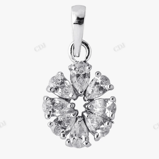 Sterling Silver Pear Cut Flower Shap Moissanite Pendant hip hop jewelry CustomDiamJewel