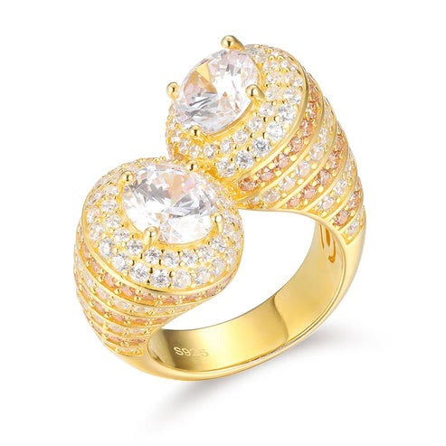 Vintage Adjustable 14K Gold Diamond Toi Et Moi Ring hip hop jewelry CustomDiamJewel