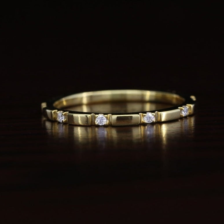 Round Natural Diamond Gold Stacking Band  customdiamjewel   