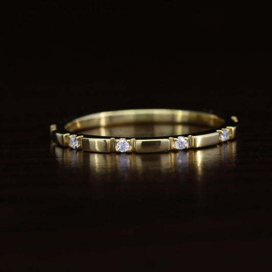Round Natural Diamond Gold Stacking Band  customdiamjewel   