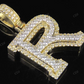 1.5" 1.9 CTW Natural Diamond Solid Gold Custom Initial 'R' Letter Pendant CustomDiamJewel