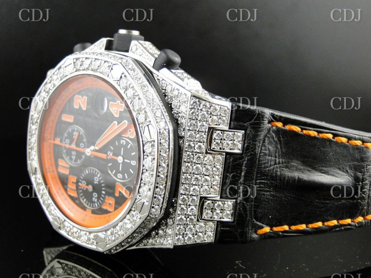 AP Chrono Black Strap Moissanite Watch customdiamjewel