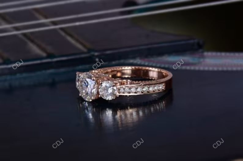 3.40 CTW Lab-Grown Diamond Milgrain Cluster Engagement Ring