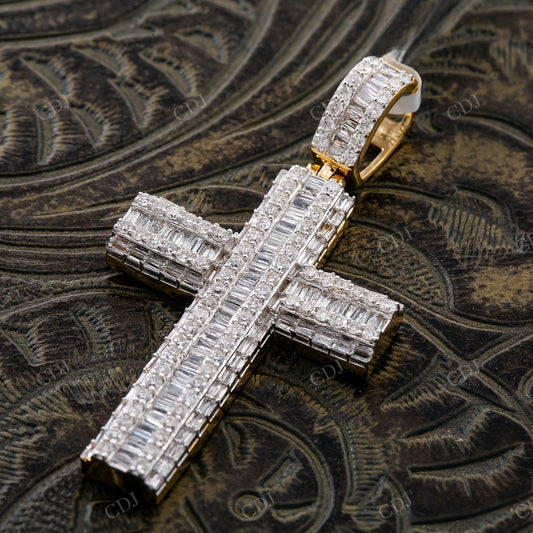 Hip Hop Cross Baguette Moissanite 925 Sterling Silver Pendant Hip Hop Pendent customdiamjewel