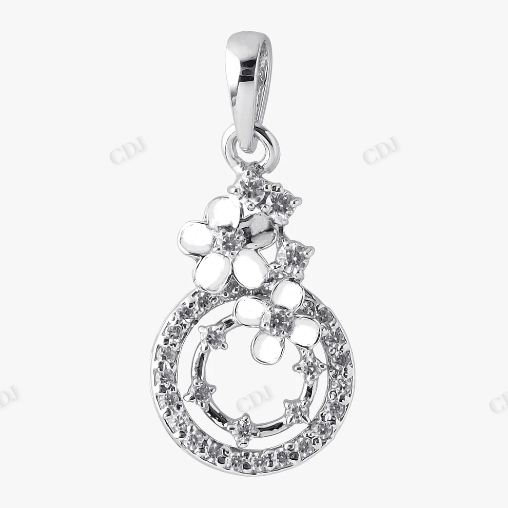 Sterling Silver Elegant Flower Moissanite Pendant hip hop jewelry CustomDiamJewel
