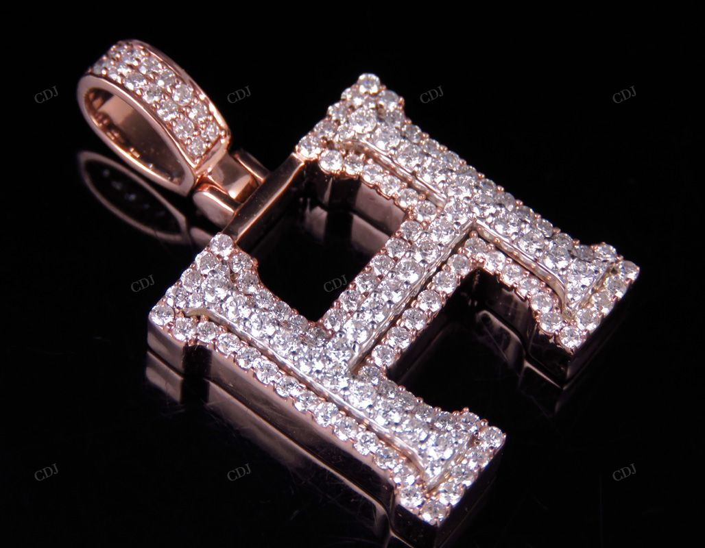 1.5" 1.6 CTW 10K Gold Natural Diamond H Letter Pendant hip hop jewelry CustomDiamJewel
