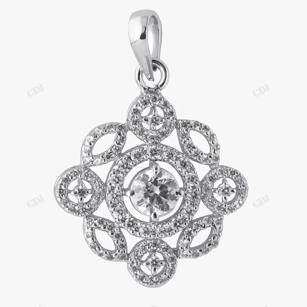 Sterling Silver Circle Leaf Shape Pendant hip hop jewelry CustomDiamJewel
