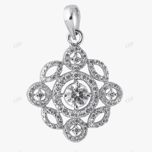 Sterling Silver Circle Leaf Shape Pendant hip hop jewelry CustomDiamJewel