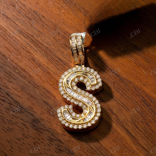 925 Silver Moissanite Iced Out Letter S Pendant Hip Hop Pendent customdiamjewel