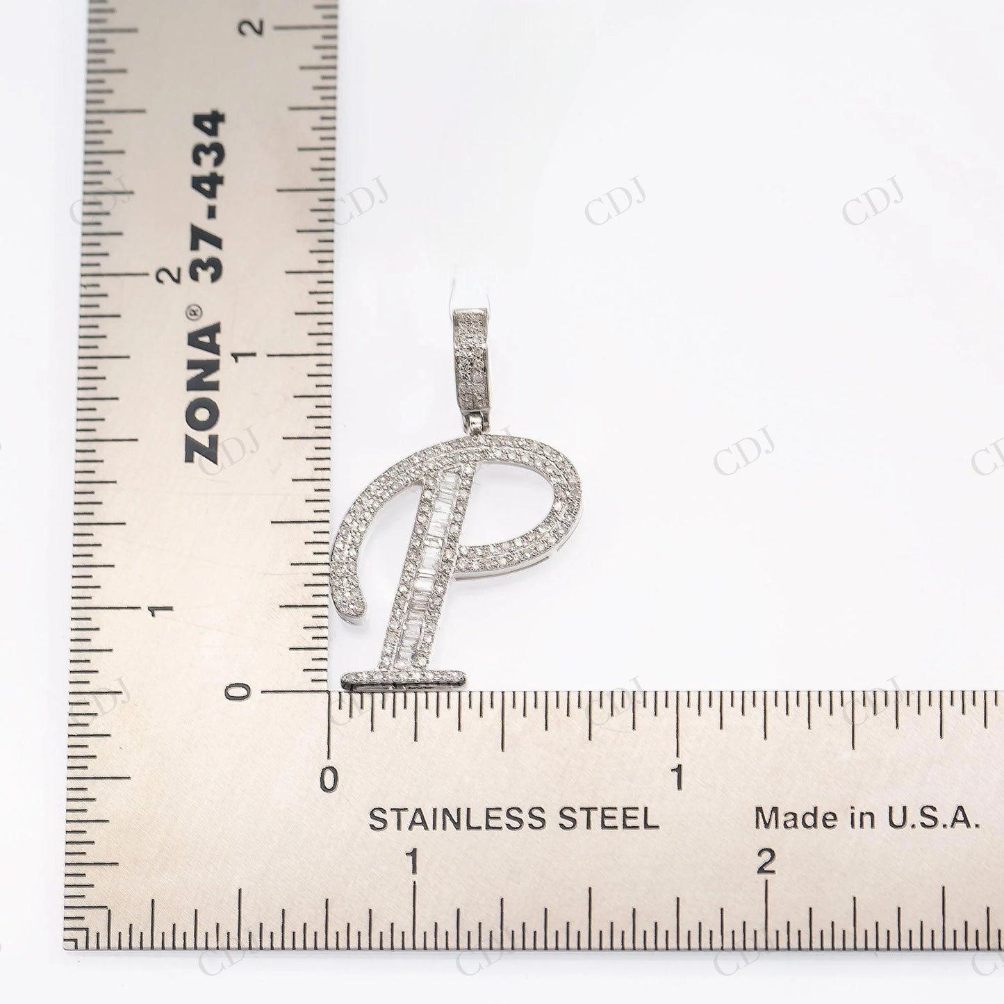925 Sterling Silver Moissanite Bagutte Round Diamond P Letter Pendant Hip Hop Pendent customdiamjewel