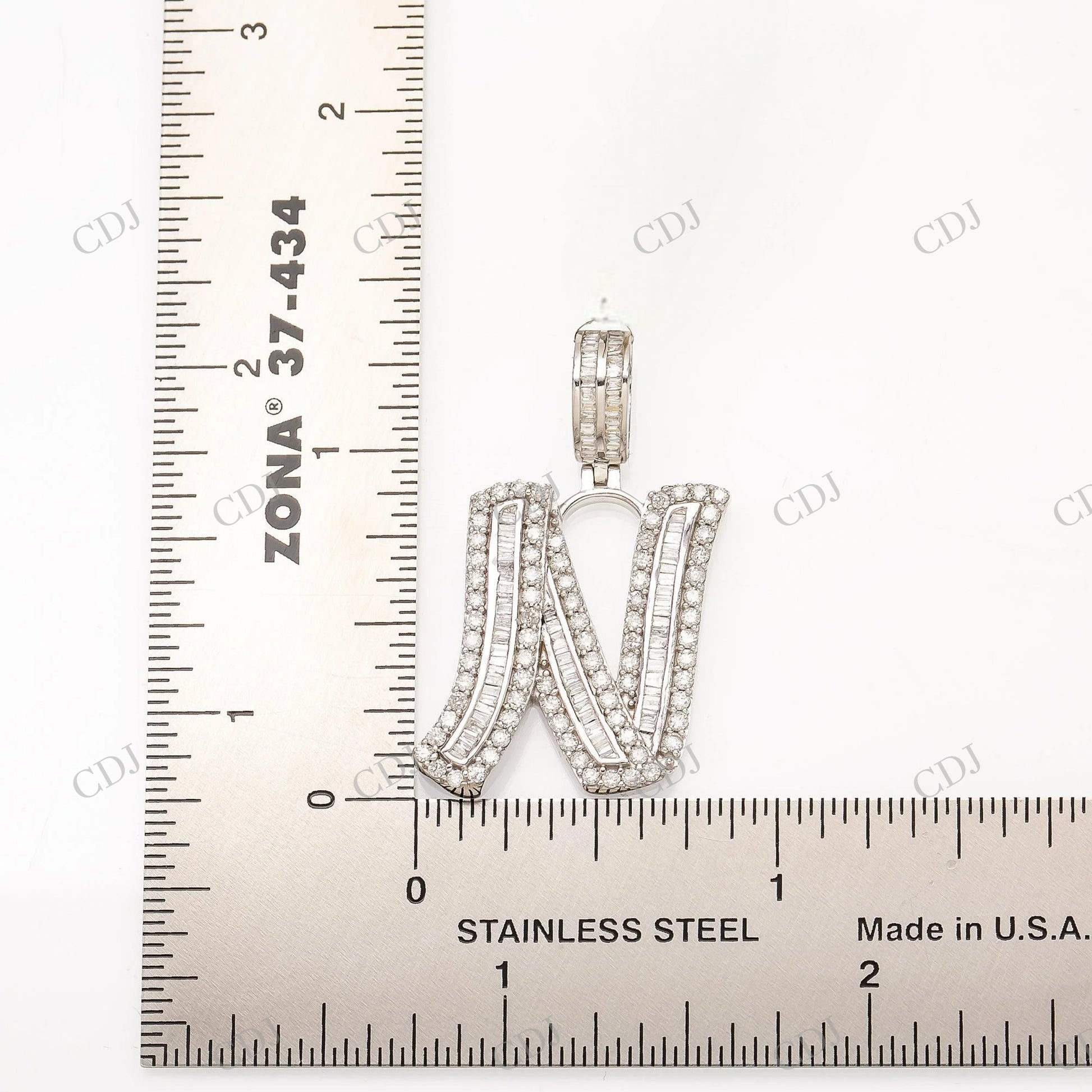 Baguette Moissanite Initial N 925 Silver Pendant Hip Hop Pendent customdiamjewel