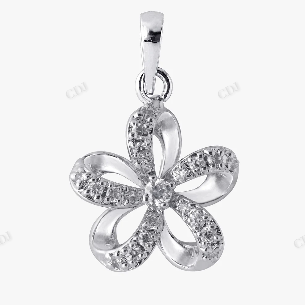 Sterling Silver Moissanite Flower Pendant hip hop jewelry CustomDiamJewel