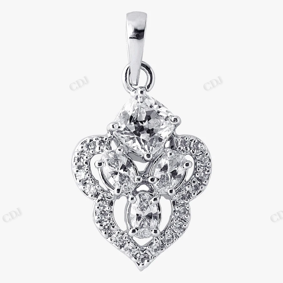 Sterling Silver Marquish and Round Fine Moissanite Pendant hip hop jewelry CustomDiamJewel