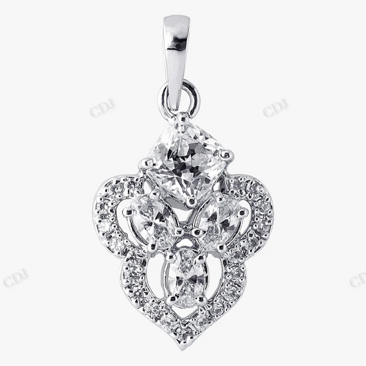 Sterling Silver Marquish and Round Fine Moissanite Pendant hip hop jewelry CustomDiamJewel