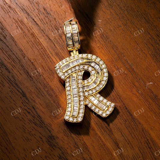 Customized R Initial Moissanite 925 Silver Pendant Hip Hop Pendent customdiamjewel