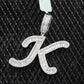 0.50 CTW Initial K Pendant Baguette Cut 925 Sterling Silver Pendant Hip Hop Pendent customdiamjewel