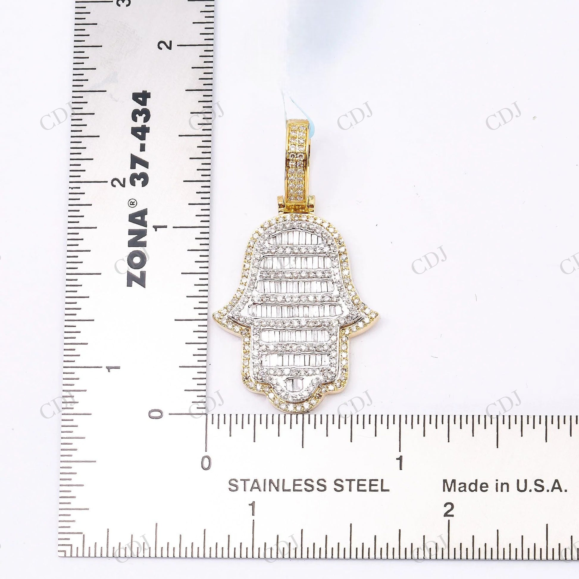 925 Silver Hamsa Moissanite Baguette Pendant Hip Hop Pendent customdiamjewel