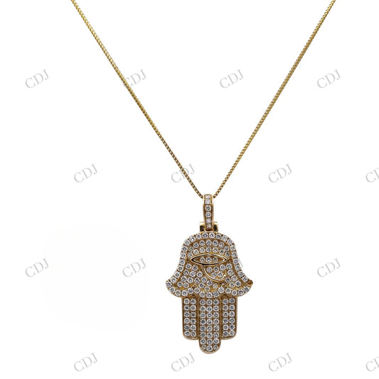 Hamsa Sterling Silver Moissanite Pendant Hip Hop Pendent customdiamjewel