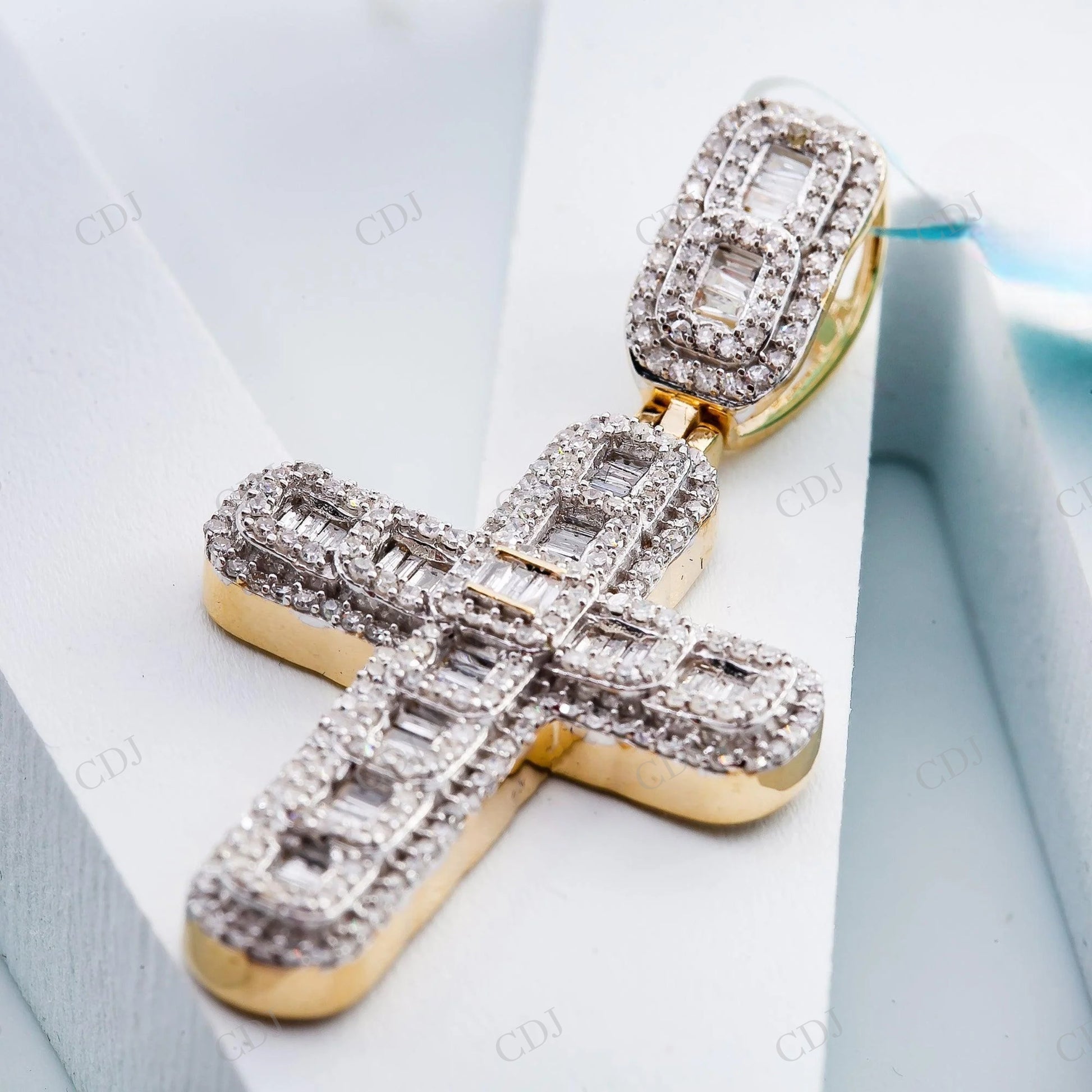 925 Silver Round & Baguette Moissanite Cross Pendant Hip Hop Pendent customdiamjewel