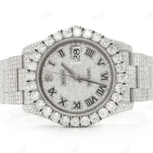 VVS Moissanite Fully Iced Out Watch For Men's Watch Gold Plated Cluster Diamond Watch