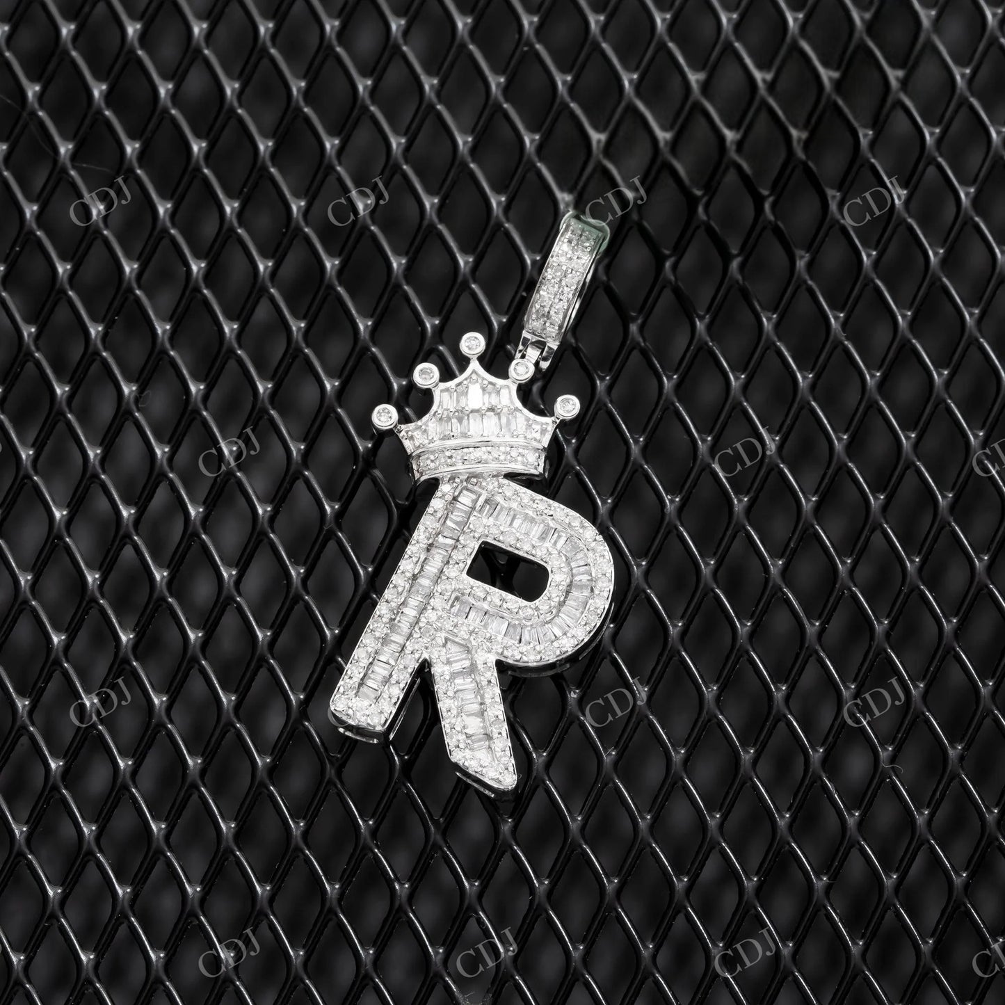 R Letter Crown 925 Silver Moissanite Pendant Hip Hop Pendent customdiamjewel