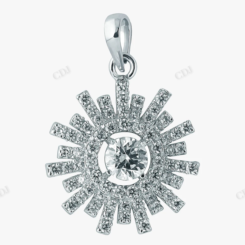 Sterling Silver Circle Leaf Shape Pendant hip hop jewelry CustomDiamJewel