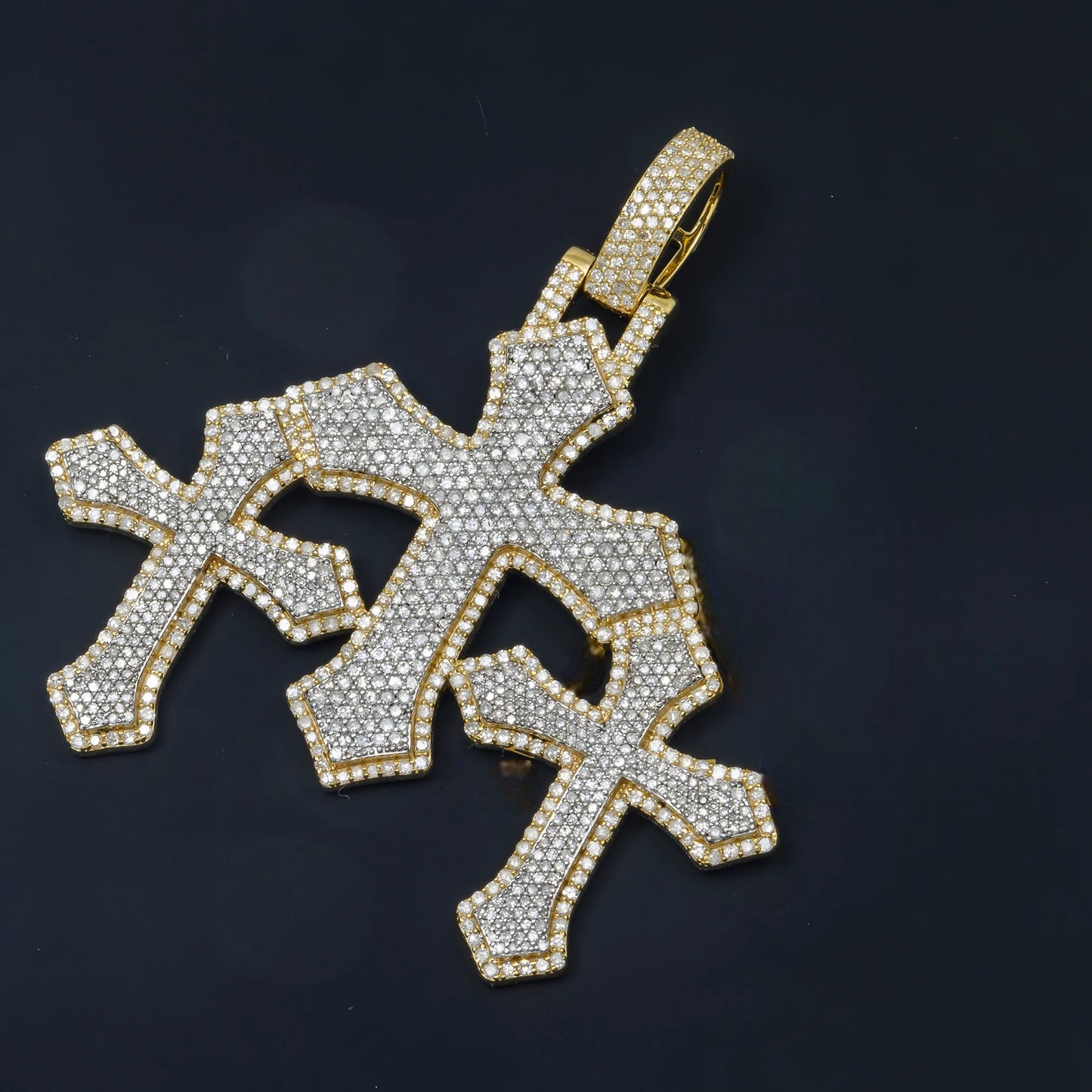 925 Silver Luxury Three Cross Hip Hop Moissanite Diamond Religious Pendant Hip Hop Pendent customdiamjewel