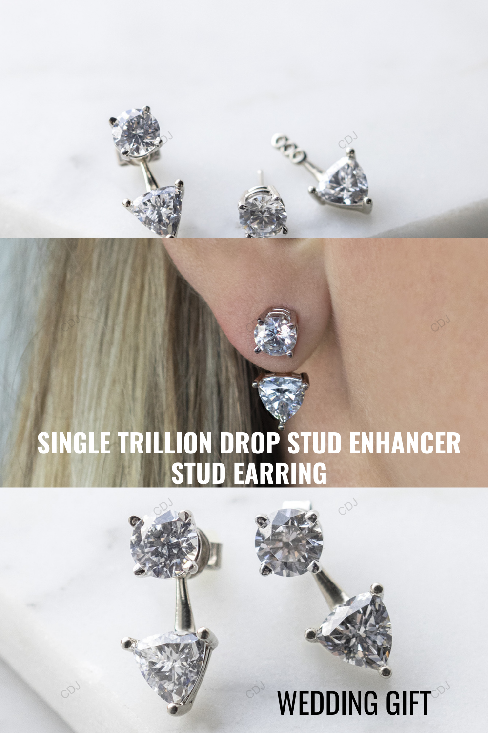 Trinity Spark 2-in-1 Gold Lab-Grown Diamond Ear Jacket Earrings