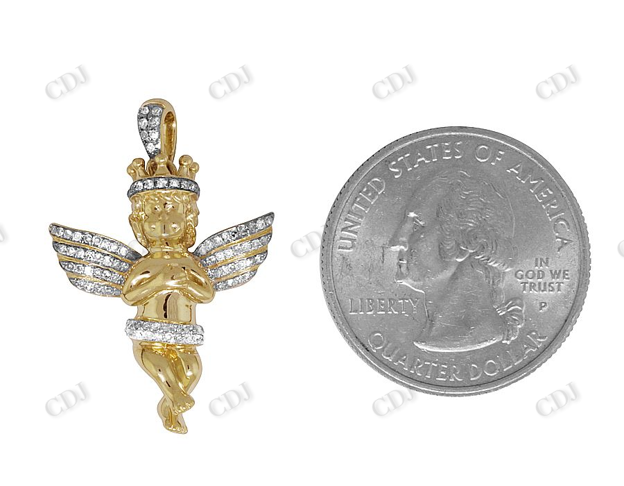 Two Tone VVS Moissanite Crowned Angel pendant Charm Hip Hop Pendent CustomDiamJewel