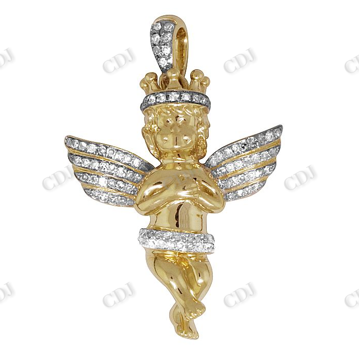 Two Tone VVS Moissanite Crowned Angel pendant Charm Hip Hop Pendent CustomDiamJewel
