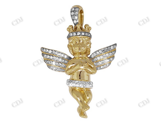 Two Tone VVS Moissanite Crowned Angel pendant Charm Hip Hop Pendent CustomDiamJewel