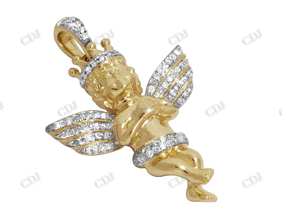 Two Tone VVS Moissanite Crowned Angel pendant Charm Hip Hop Pendent CustomDiamJewel