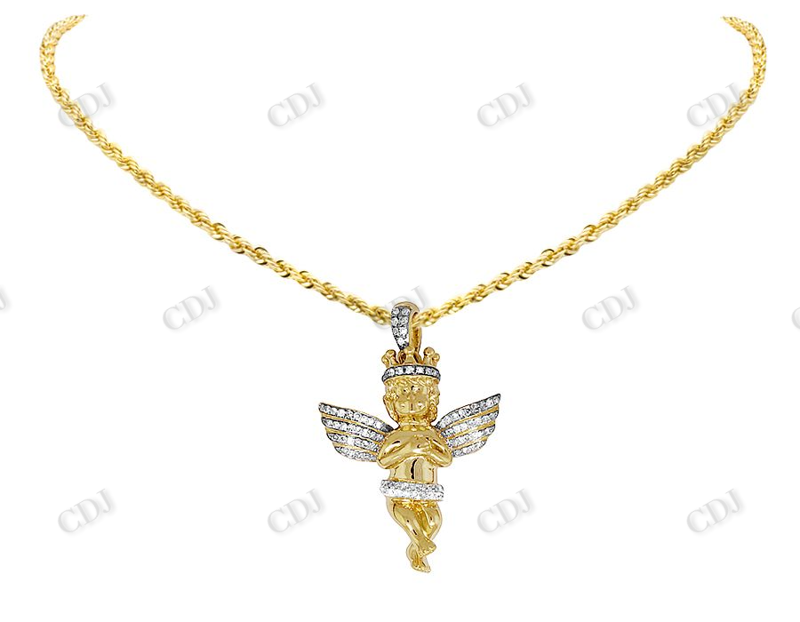 Two Tone VVS Moissanite Crowned Angel pendant Charm Hip Hop Pendent CustomDiamJewel