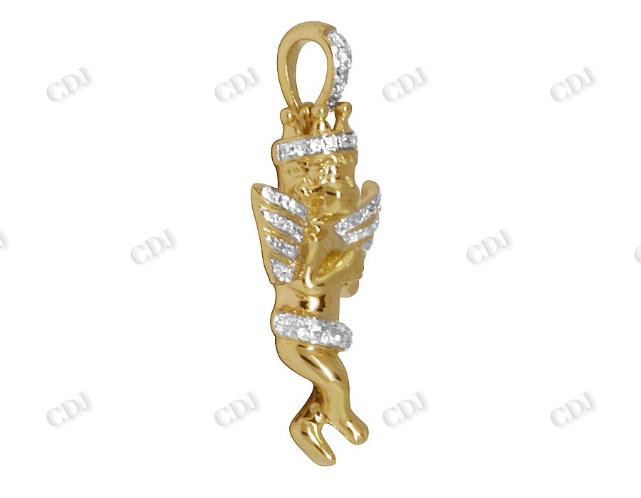 Two Tone VVS Moissanite Crowned Angel pendant Charm Hip Hop Pendent CustomDiamJewel