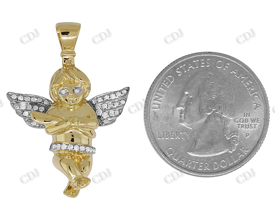 925 VVS Moissanite Genuine Diamond Crossed Angel Pendant Hip Hop Pendent CustomDiamJewel