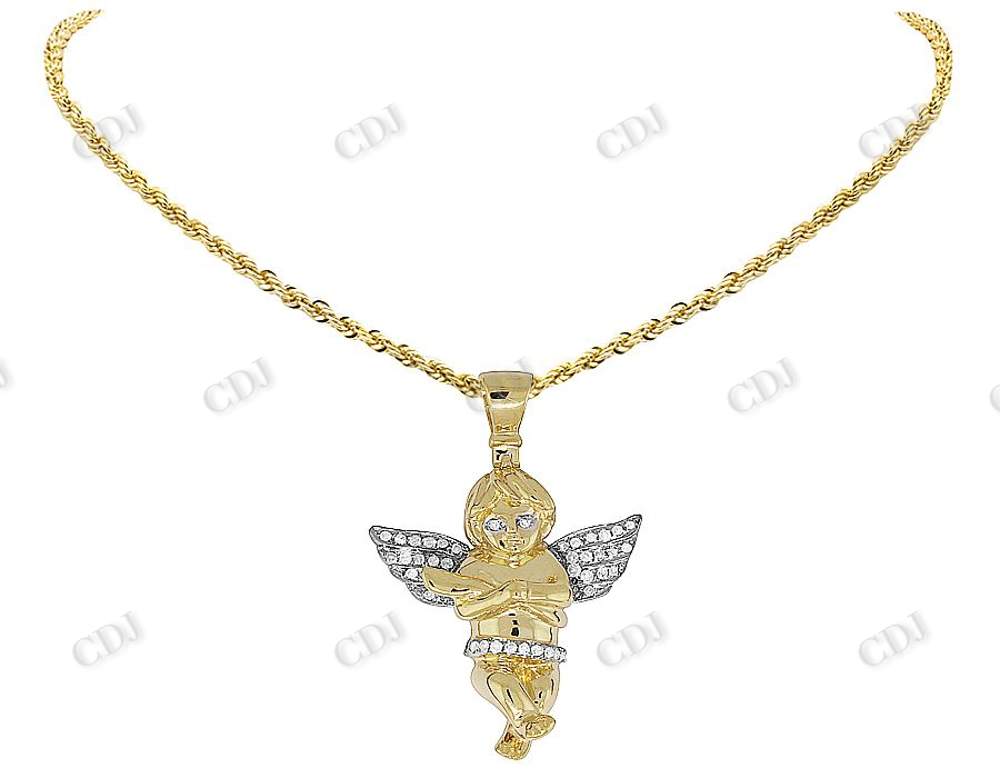 925 VVS Moissanite Crossed Angel Pendant Hip Hop Pendent CustomDiamJewel