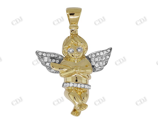 925 VVS Moissanite Crossed Angel Pendant Hip Hop Pendent CustomDiamJewel